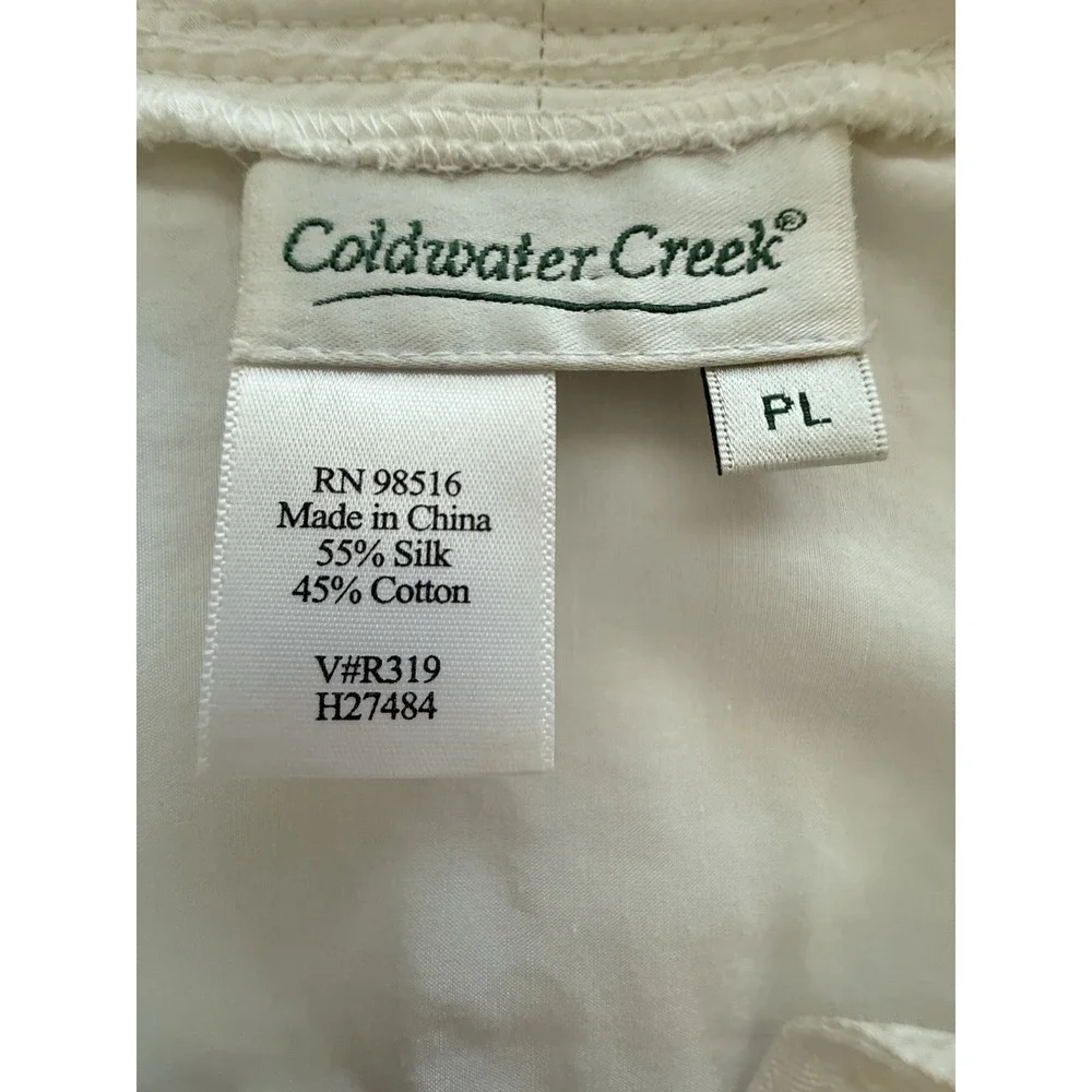 Coldwater Creek Women's PL Silk Blend Ivory Whimsy Ruching Jacket Petite - Picture 15 of 16